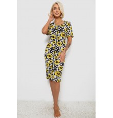 Халат жіночий на блискавці з принтом, колір жовтий, 257R1030-2