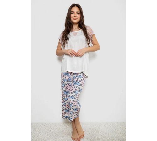 Жіноча піжама з принтом, колір білий, 243R1602-007
