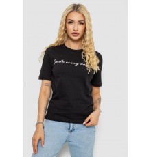 Футболка жіноча з принтом, колір чорний, 241R130
