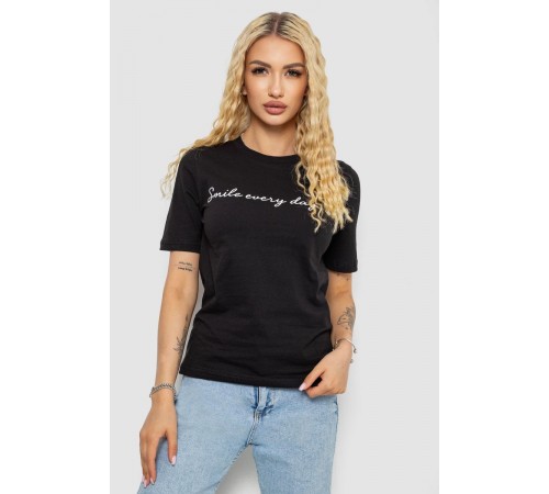 Футболка женская с принтом, цвет черный, 241R130
