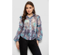 Блуза женская с принтом шифоновая, цвет голубой, 230R1503-1