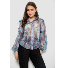 Блуза женская с принтом шифоновая, цвет голубой, 230R1503-1