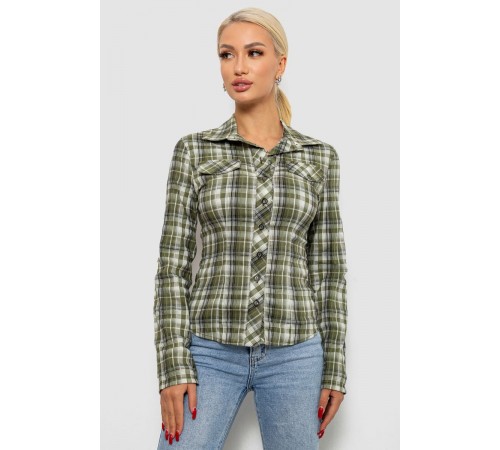 Сорочка жіноча в клітку, колір хакі, 230R064-1