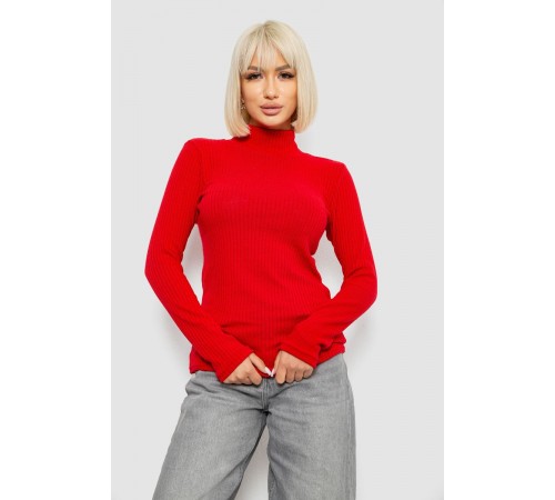 Гольф жіночий однотонний в рубчик, колір червоний, 257R101