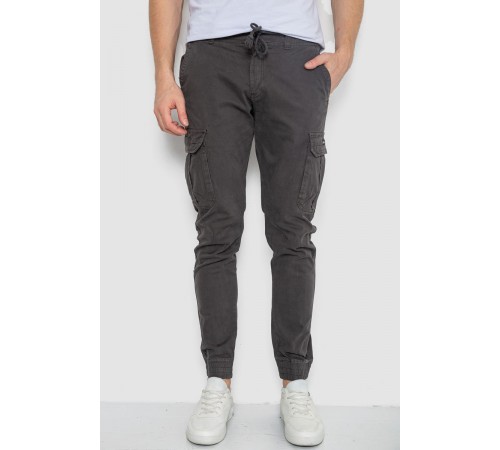 Брюки карго мужские на резинке, цвет темно-серый, 244R1643