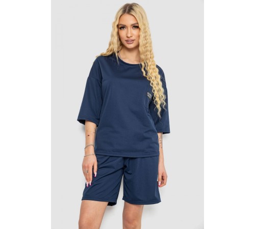 Костюм жіночий однотонний, колір синій, 238R116