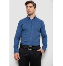 Рубашка мужская с принтом, цвет джинс, 214R7365