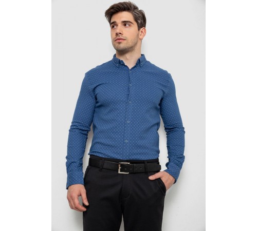 Рубашка мужская с принтом, цвет джинс, 214R7365