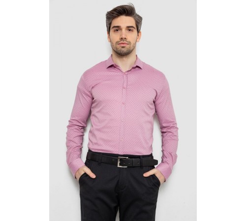 Рубашка мужская однотонная с принтом, цвет пудровый, 186R2114