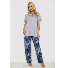 Піжама жіноча з принтом, колір сірий, 243R5886