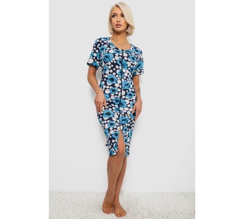 Халат жіночий на блискавці з принтом, колір блакитний, 257R1030-2