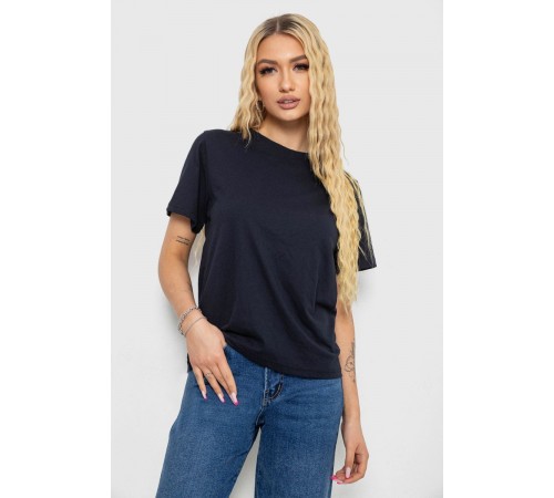 Футболка жіноча однотонна, колір темно-синій, 238R111