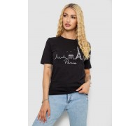 Футболка жіноча з принтом, колір чорний, 241R132