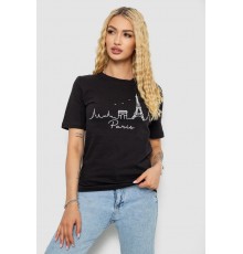 Футболка жіноча з принтом, колір чорний, 241R132