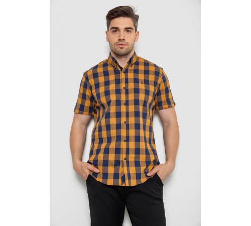 Рубашка мужская в клетку, цвет коричневый, 214R834