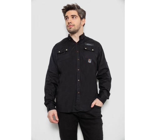 Рубашка мужская, цвет черный, 186R01-1