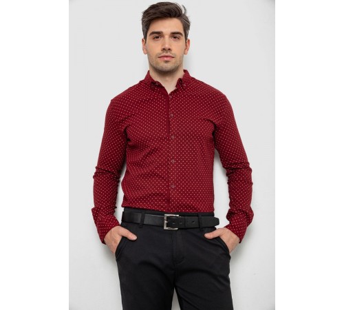 Рубашка мужская с принтом, цвет бордовый, 214R7365