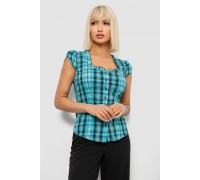 Блуза в клетку, цвет бирюзовый, 230R2502