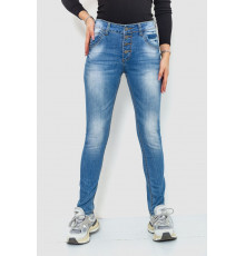 Джинсы женские с потертостями, цвет синий, 244RS01