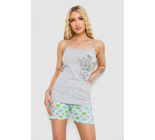 Жіноча піжама з принтом, колір сірий, 238R3052