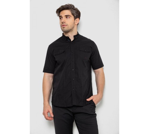 Рубашка мужская однотонная, цвет черный, 214R6917-2