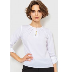 Блуза однотонна, колір білий, 230R1122-3