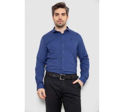 Рубашка мужская однотонная с принтом, цвет синий, 186R2029
