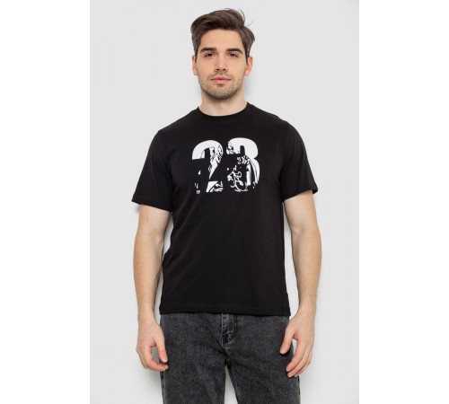 Футболка мужская с принтом, цвет черный, 241R1906