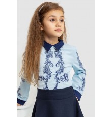 Блуза для девочек нарядная, цвет сине-голубой, 172R026