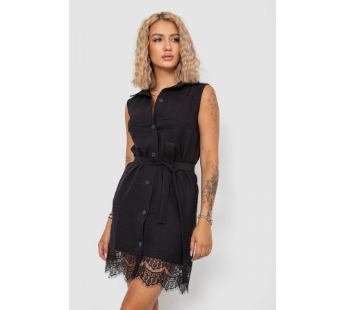 Сукня на ґудзиках, колір чорний, 102R388