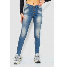 Джинсы женские с потертостями, цвет синий, 244RS04