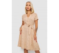 Платье софт с принтом в горох, цвет бежевый, 230R0032-3