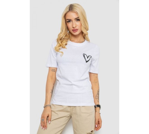 Жіноча футболка з принтом, колір білий, 241R128