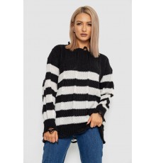 Светр жіночий в смужку, колір чорно-білий, 244RA111