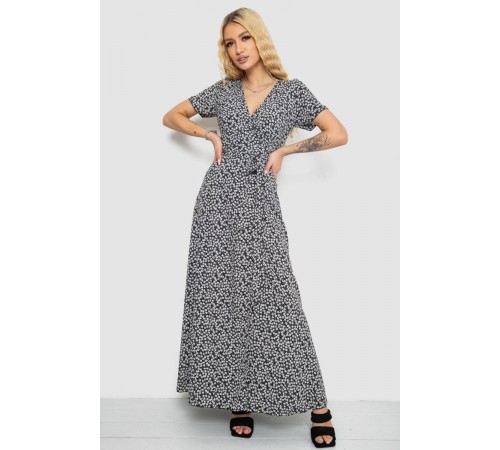 Сарафан на запах софт, колір чорно-білий, 241R184