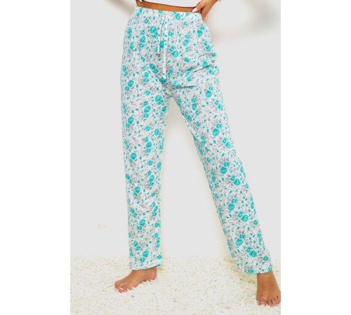 Штани жіночі домашні, колір молочно-бірюзовий, 238R57854