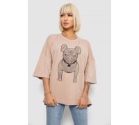 Футболка женская с принтом, цвет бежевый, 244R3008