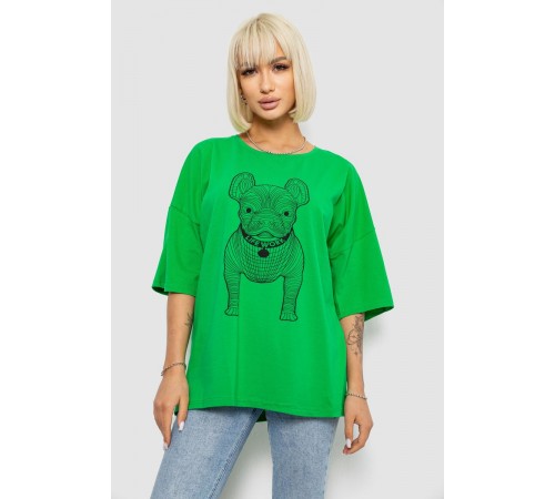 Футболка жіноча з принтом, колір зелений, 244R3008