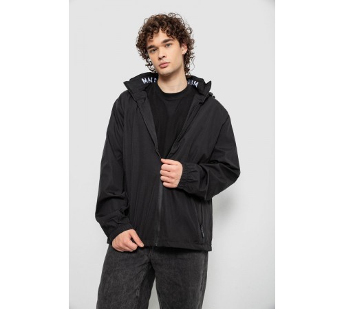 Ветровка мужская с принтом, цвет черный, 214R601-1