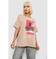 Футболка жіноча з принтом, колір бежевий, 244R4011