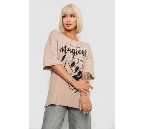 Футболка женская с принтом, цвет бежевый, 244R6005