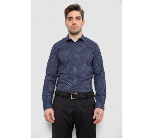 Рубашка мужская однотонная с принтом, цвет синий, 186R2082