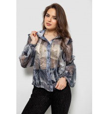 Блуза женская с принтом шифоновая, цвет серый, 230R1503