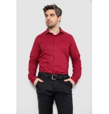 Рубашка мужская однотонная с принтом, цвет бордовый, 186R2008