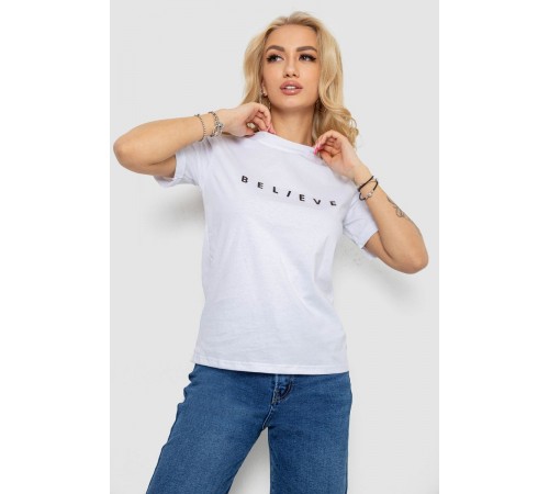 Футболка жіноча з принтом, колір біло-чорний, 238R57376