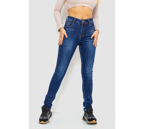 Джинси жіночі з потертостями, колір синій, 214R1413
