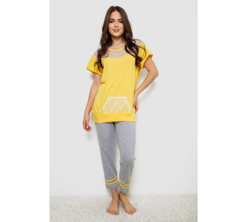Піжама жіноча з принтом, колір жовтий, 243R1600-032