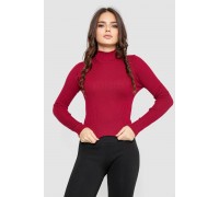 Водолазка женская в рубчик, цвет бордовый, 214R91306