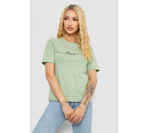 Футболка жіноча з принтом, колір оливковий, 241R133