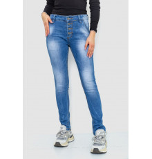 Джинсы женские с потертостями, цвет синий, 244RS08